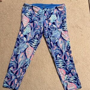 Lilly Pulitzer Blue and Pink Fish Patterned Luxletic Leggings